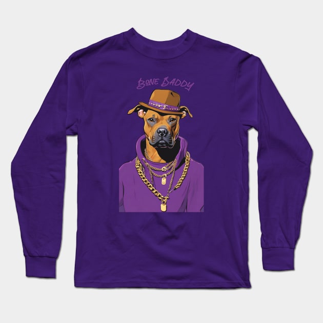 Bone Daddy With Hat (Purple) Long Sleeve T-Shirt by Long-N-Short-Shop